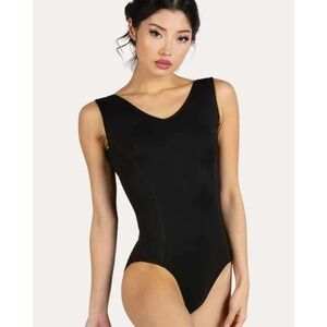 Danz N Motion Ari Tank Princess Seamed Adult Leotard Black Large New With Tags